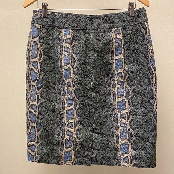 Ann Taylor Loft Snakeskin Python Print Skirt Blue Green Size 8 Animal Print - Picture 11 of 11